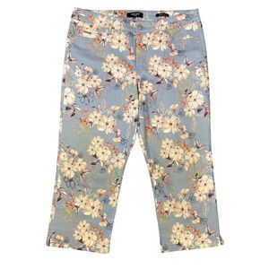 NINE WEST Chrystie Capri Jeans Women's Floral Dogwood Print Blue Size‎ 12